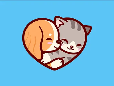 Petopia logo 🐱🐶 animal branding cat cat logo cute cute smile dog dog dog logo emblem heart hugging happy heart icon identity illustration kitty cat illustration branding logo love mark pet love logo
