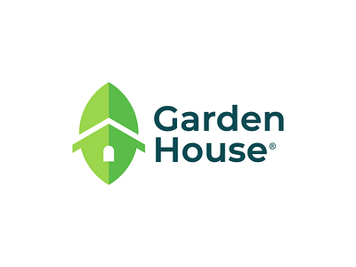 Leaf + House agriculture design elegant farm fresh garden green home house landscape leaf logo natural nature organic