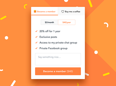 New membership widget buymeacoffee design ui ux