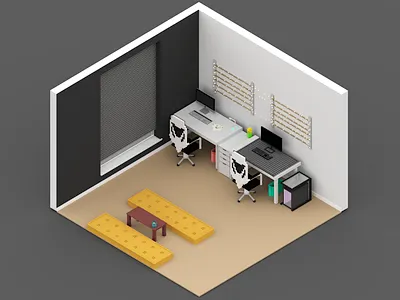 Home Office 3d home office office office space voxel voxelart