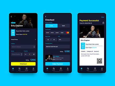 Event App - 2 app clean clean ui concept concert dark ui design event app minimal mobile mobile app simple sketchapp typography ui ux