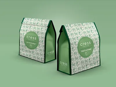 Cress To-Go Bags art direction brand design branding flordia icon icon design package design packagedesign packaging packaging design restaurant restaurant branding salad tampa wraps
