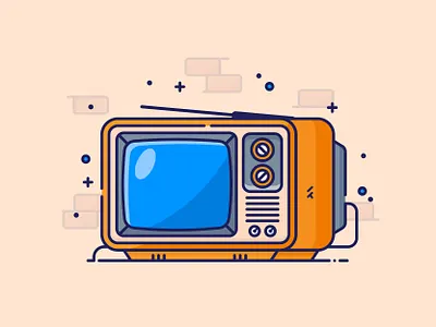 Vintage Television digital illustration drawing flat design graphic design icon illustration illustrator orange vector vector art vintage