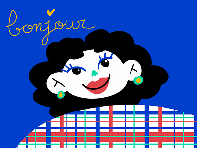 Bonjour ! design flat girl graphic illustration illustrator