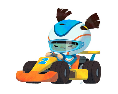 Baby Us: Racer Girl baby cars girl gokart illustration kids nolen lee nolen lee toddler