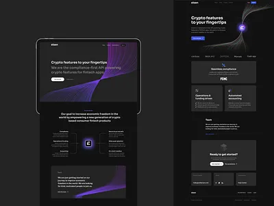 eisen - landing page api dark theme fintech hero landing page layout lines ui web web design