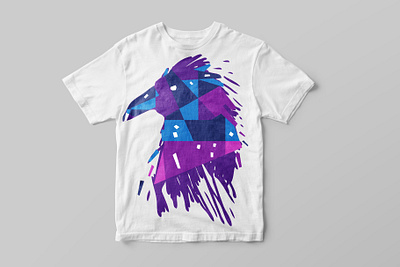 Raven. bird color geometric illustration modern popart print raven t shirt print vector