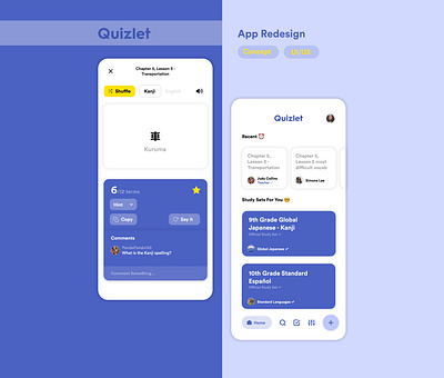 Quizlet mobile app redesign concept app app design concepts design flat minimal mobile ui ui uiux ux