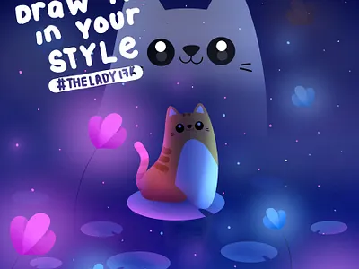 Draw This In Your Style abstract cats cute design draw this in your style graphic happy illustration kawaii kid kitten kittens kitty landscape