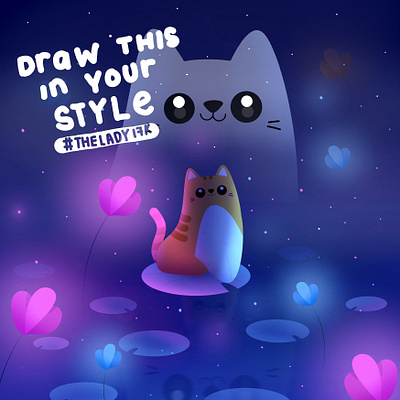 Draw This In Your Style abstract cats cute design draw this in your style graphic happy illustration kawaii kid kitten kittens kitty landscape