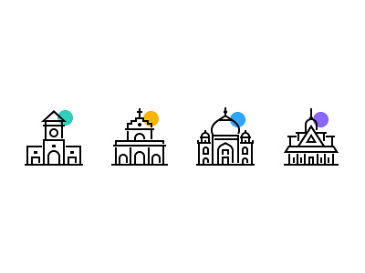 City icons part3 city icons illustration india philippines taj mahal thailand vietnam