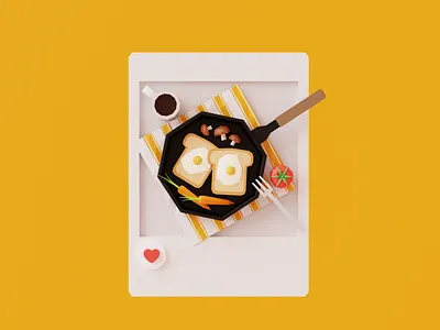 Brunch 3d bread brunch carrot coffee design egg instagram like mushroom photo post table toast tomato