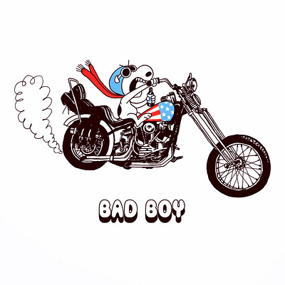 Easy Rider biker design illustration logo snoopy