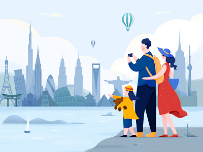 Travel affinity designer boy building character child city design family girl illustration journey landmark landscape man people travel trip uran woman world