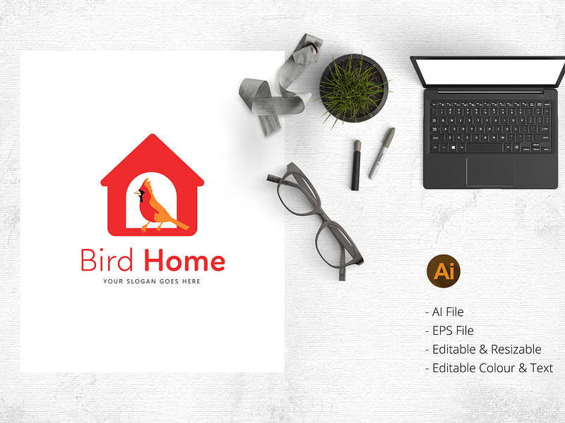 Bird Home - bird lover logo branding flat design logo logo design modern design