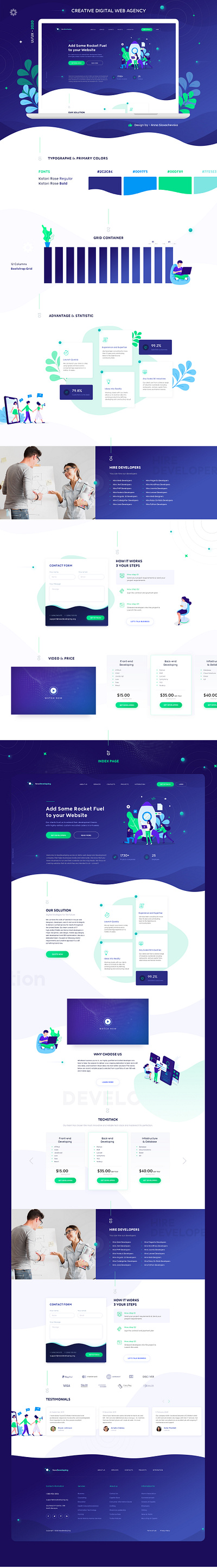 Digital Web Agency - Flat Website Design design digital art digital site flat design flat design flat illustration illustration landing page minimalism trend 2020 ui ui ux ux design vector web agency web design website website design