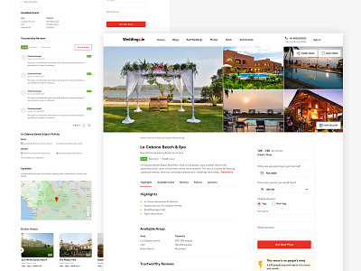 Venue Detail Page - Weddingz (OYO) design event ui ux website wedding