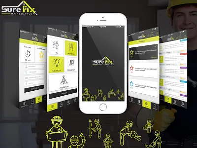 SureFix | Workers app app design application branding logo services ui ux workshop