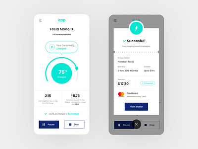 E Vehicle Charger APP app app design billing charger chart clean electronic green modern power progressbar tesla ui design vehicle