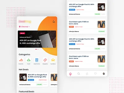 Deal Application - Home Screen app application clean deals design ecommerce eperience flat interaction mobile offers ui user user interface design ux