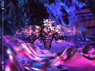 Cicada 3301. 3d art 3d artist album art blender blender3d cicada cicada 3301 cover art cover design cycles design glass insect lights mountain music render space