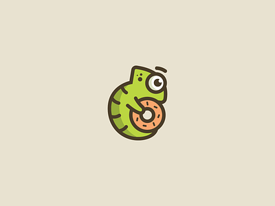 Doughnut Chameleon Logo animal camouflage cartoon chameleon cute donut doughnut food logo logo design logos mascot masked