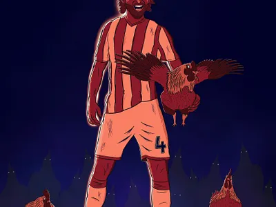 Demonic Joe Allen championship football illustration procreate stoke welsh