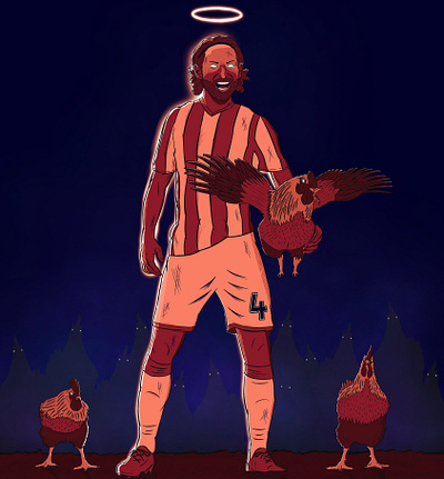 Demonic Joe Allen championship football illustration procreate stoke welsh