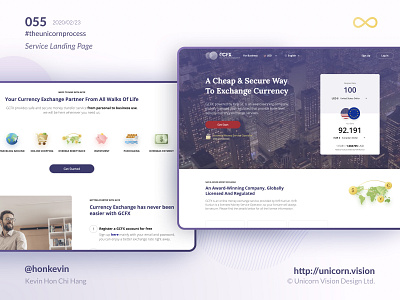 055 - GCFX Service Landing Page branding currency converter flutter money transfer responsive web design theunicornprocess ui unicornvision