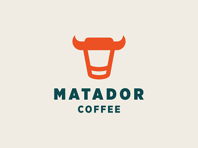 MATADOR / BULL COFFEE animal bull bulls cafe coffee cup design dual meaning glass horn icon illustration logo logodesign logodesigns logos matador restaurant simple spain