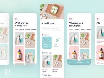 Dit Cosm-ethics android app app design concept cosmetic design flat illustration ios makeup minimal ui ux