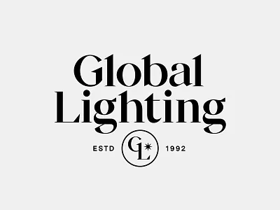 Global Lighting badge burst crest lettering light lighting lockup logo logo design modern monogram serif type typogaphy