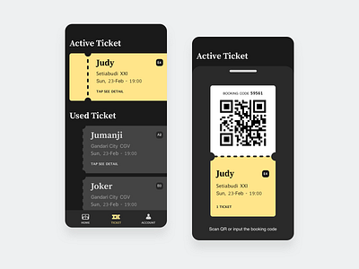 Cinema Movie Booking Apps 2 - Design Exploration apps booking cinema clean dark exploration mobile movie ticket ui ux