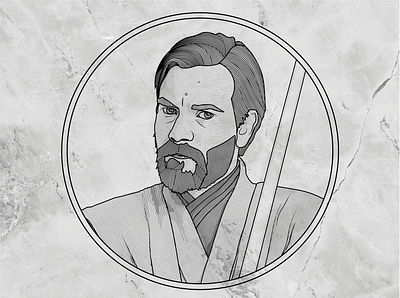 Obi Wan Kenobi digital art fan art flat design graphic design illustration line art star wars vector vector art vector artwork vector illustration