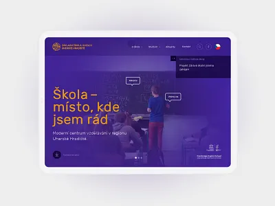 ZŠ UNESCO web branding clean design grid layout homepage homepage design illustration index kids minimal photography purple school typography web webdesign website