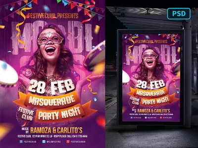 Mardi Gras Flyer Template brazil carnival fat tuesday festival flyer flyer psd flyer template latin mardi gras psd venetian mask venice
