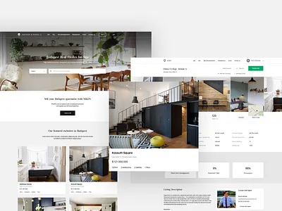 Real Estate Company Website blackandwhite branding card clean compact design flat form green home hungary interior listing minimal realestate search ui web web design whitespace