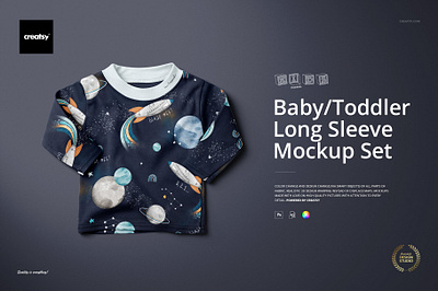 Baby Toddler Long Sleeve Mockup Set apparel baby baby toddler baby toddler long sleeve blouse clothes clothing design fashion kids mock up mockup set pattern patterns psd surface template