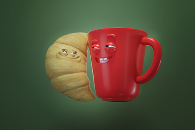 CROASAIN LOVE 3d 3dprint bread c4d character character design coffee illustration toy design