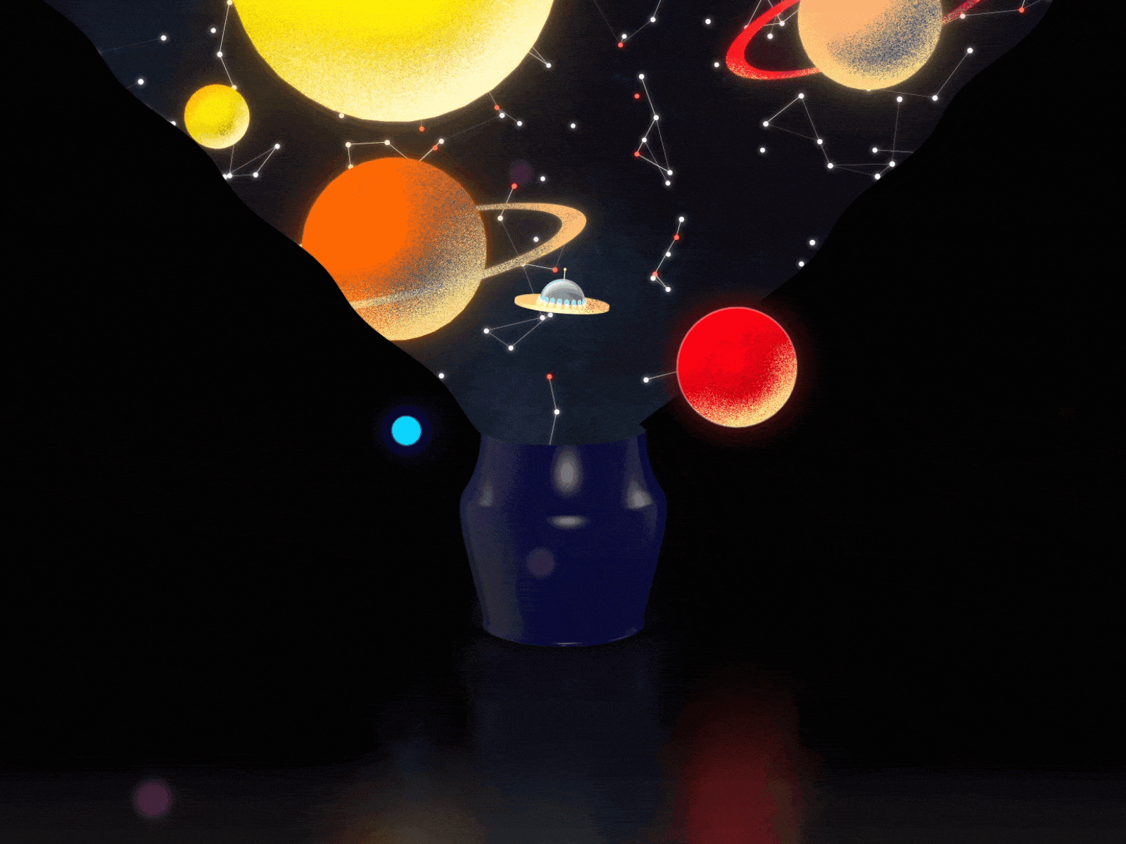 Open jar and a galaxy comes out of it 3d animation after effects aftereffects animation jar loop motion motion design space