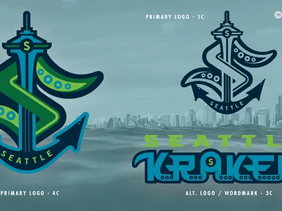 SEA Kraken - NHL 32 - logo(s) Concepts No. 1A alaska branding hockey identity logo nhl32 nhlseattle screamin yeti seattle seattlekraken