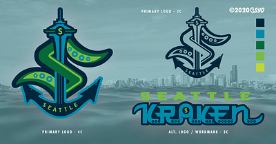 SEA Kraken - NHL 32 - logo(s) Concepts No. 1A alaska branding hockey identity logo nhl32 nhlseattle screamin yeti seattle seattlekraken