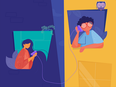 Let's Connect 2020 2d animation art back character color connected flat design flat illustration hello dribbble illustration landphone love motion relaunch trendy video