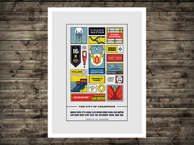 City of Champions Pittsburgh Print city design flat illustration illustrator lettering pittsburgh type vector