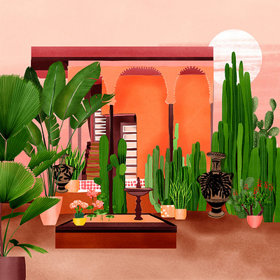 Travel Illustration - Marrakech botanicalart cacti digital illustration illustration interior travel travel illustration