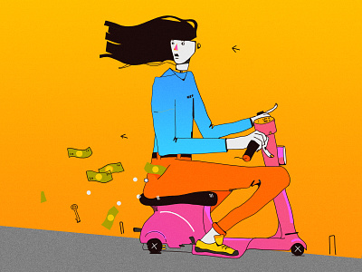 RUN vespa art bike character design illustration money nike print scooter vespa