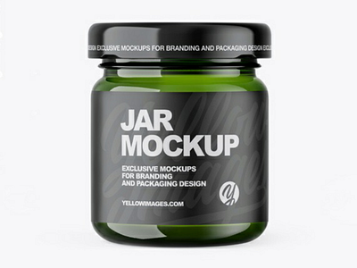 Green Jar Mockup glass glass jar glossy glossy cap glossy jar gold green green jar holographic jar jars liquid matte cap metallic cap mockup package packaging yellow images