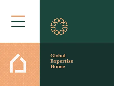 Global Expertise House logo arabesque banking branding house law law arbitration firm logo mark palm tree saudi arabia