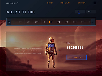 A landing page design for mars mission adobexd bookings interaction mars marsmission modern ui space spacex travel to mars traveling ui web design website xd