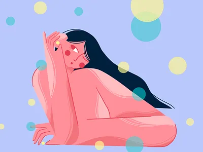 Girl in bubbles bright first shot flat flat illustration girl illustration illustrator naked